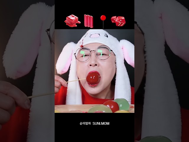 ASMR MUKBANG l 모든 빨간색 젤리 먹방 1, RED FOOD EATING SOUNDS 1 #shorts