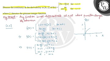 Discuss the continuity \& the derivability in [0,2] of \( f(x)=\left[\begin{array}{ccc}|2 x-3|[x...