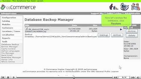 How to backup and restore your database in osCommerce - OSCommerce Tutorials