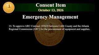 Cobb County Board of Commissioners Meeting - 10/13/26