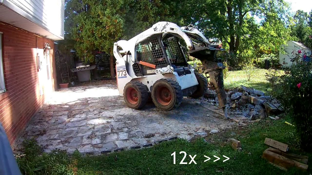 Bobcat Jackhammer Concrete Patio Demolition YouTube