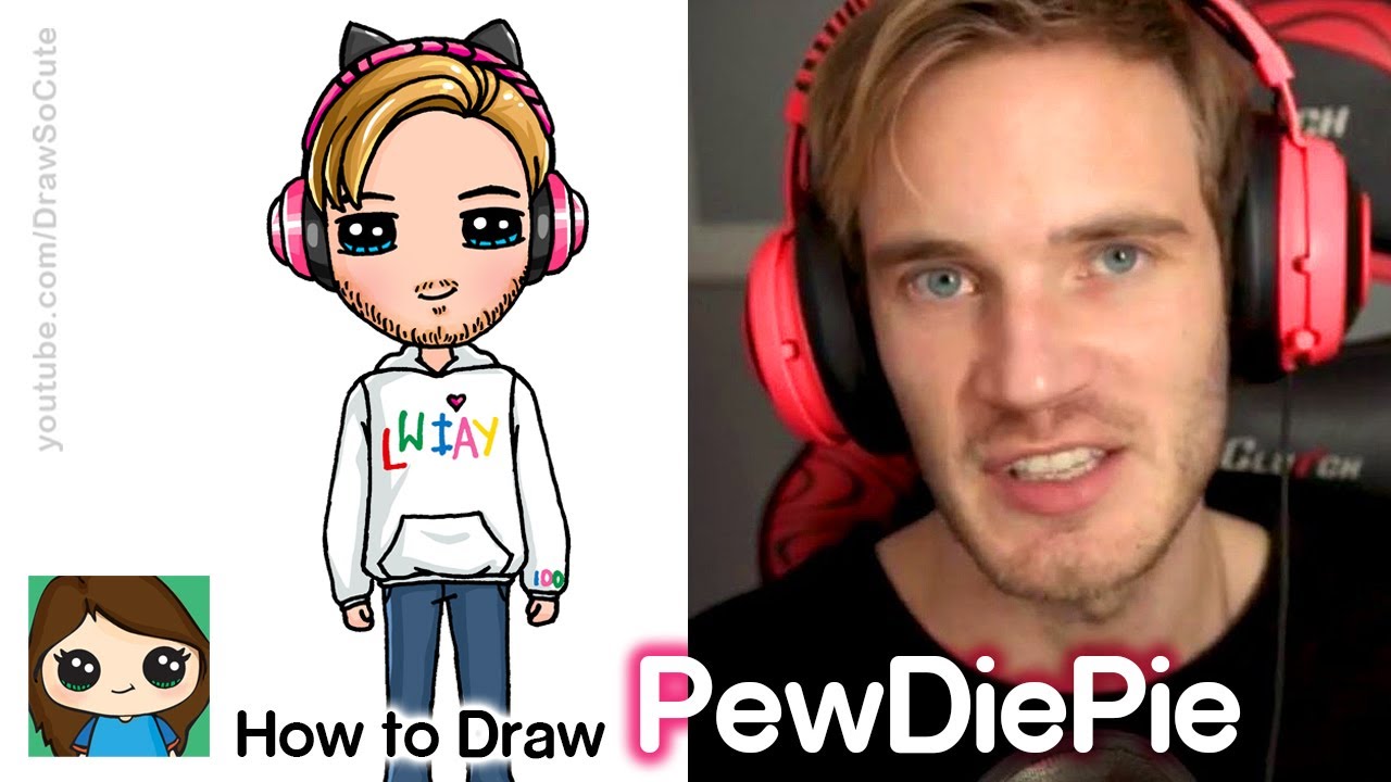How to Draw PewDiePie | Famous YouTuber - YouTube