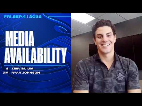 Zeev Buium & GM Ryan Johnson after Buium Signs 8 Year Extension with Vancouver Canucks (Sep 4 2026)
