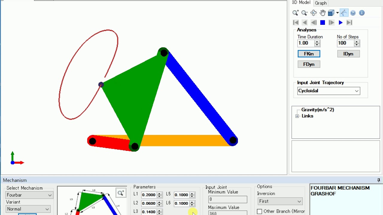 Lever crank mechanism model using Mech Analyzer YouTube