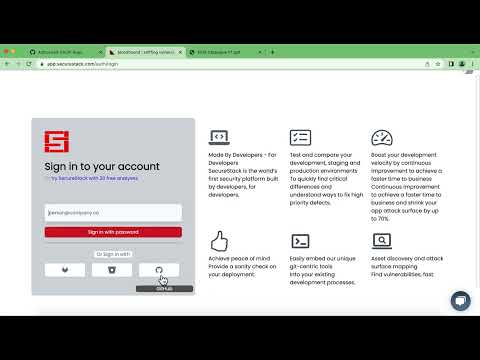 SecureStack account creation