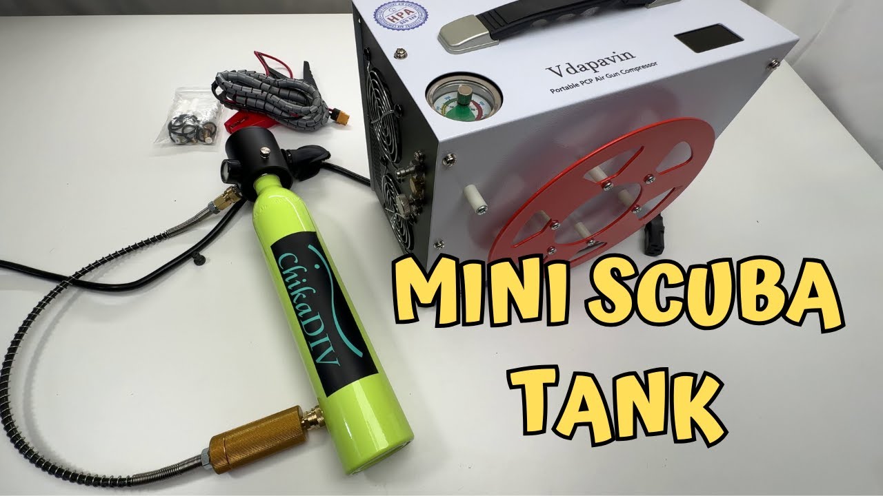 CHIKADIV Mini Scuba Tank, 0.5L Pony Bottle Reusable Lung Tank 3000 