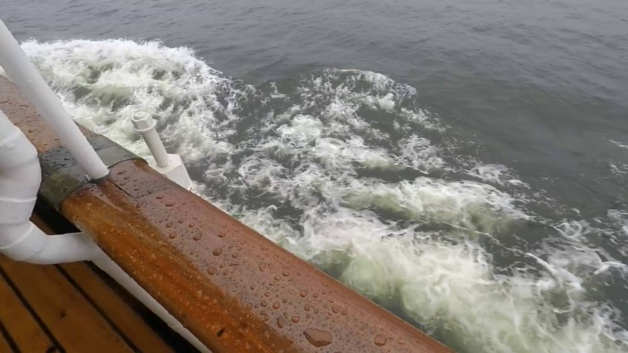 1 Hour of calm meditation rainy day on Steamship in Sweden - engine room and rain sounds