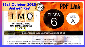 Math Olympiad 2023-24 question paper with answer key class 6 | SOF IMO solved paper grade 6 | IMO