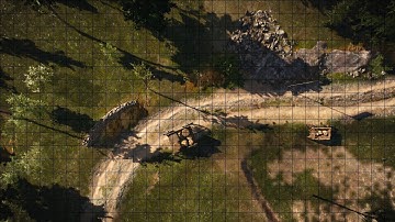 Ansel Battlemap - Gridded - Cart on road W3