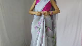 organza saree draping | how to drape organza saree to loom slim and tall | new way drape your saree