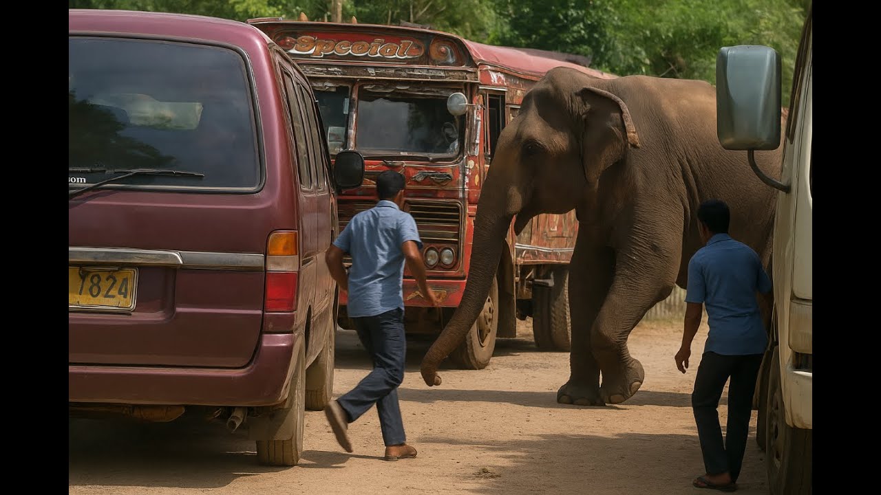 Wild Elephant Blocks Buses to Snatch Food on Forest Road!