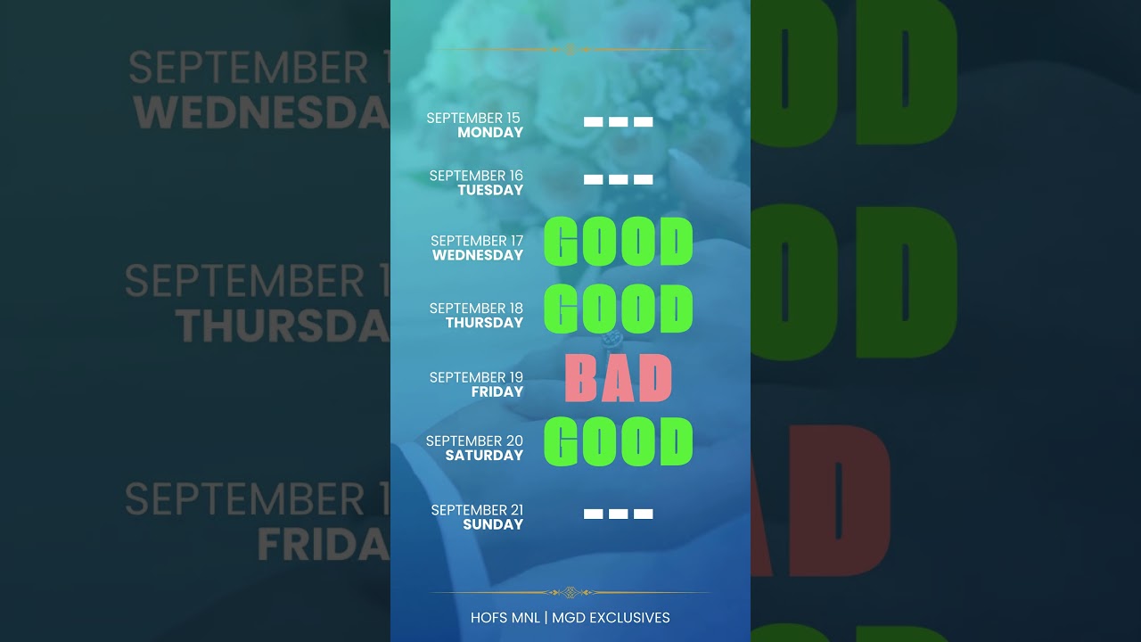 GOOD AND BAD DAYS TO GET MARRIED SEPTEMBER 2025
