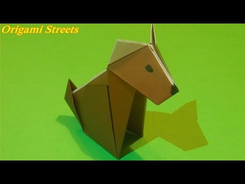Как сделать собаку из бумаги. Оригами #собака Origami dog