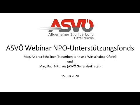 ASVÖ Webinar zum NPO Unterschützungsfonds