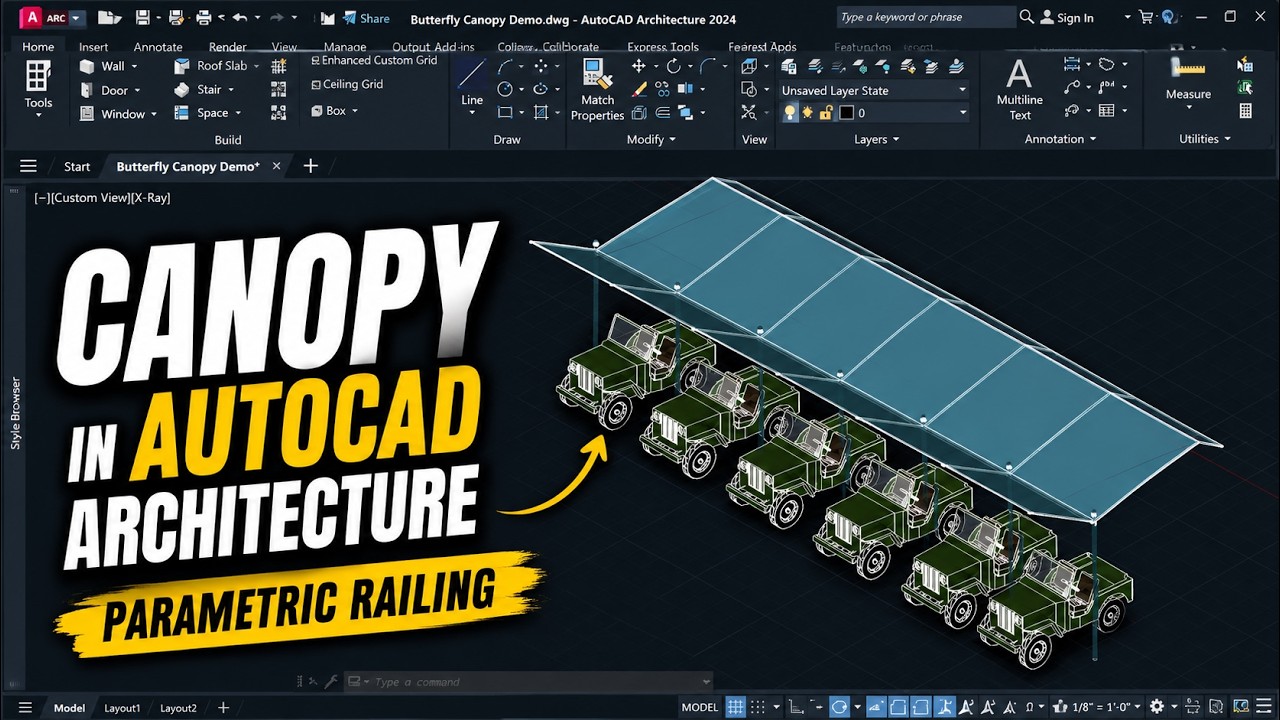 Create a Parametric Butterfly Canopy in AutoCAD Architecture 2027