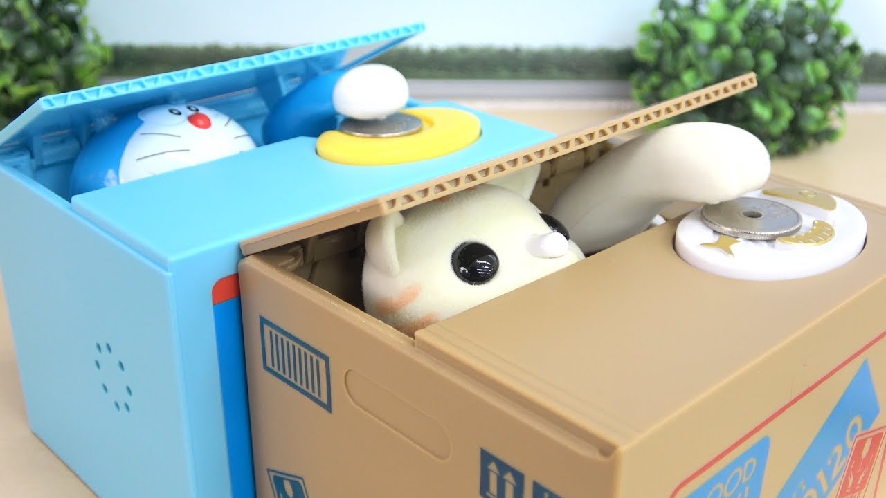 ドラえもんバンク かわいい猫の貯金箱 Doraemon Bank And Cute Cat Bank Youtube