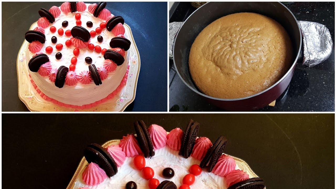 كيك اسبونج فى الحلة وطريقة التزين وعملت أحلى تورتة فى عيد ميلاد ولادى❤❤