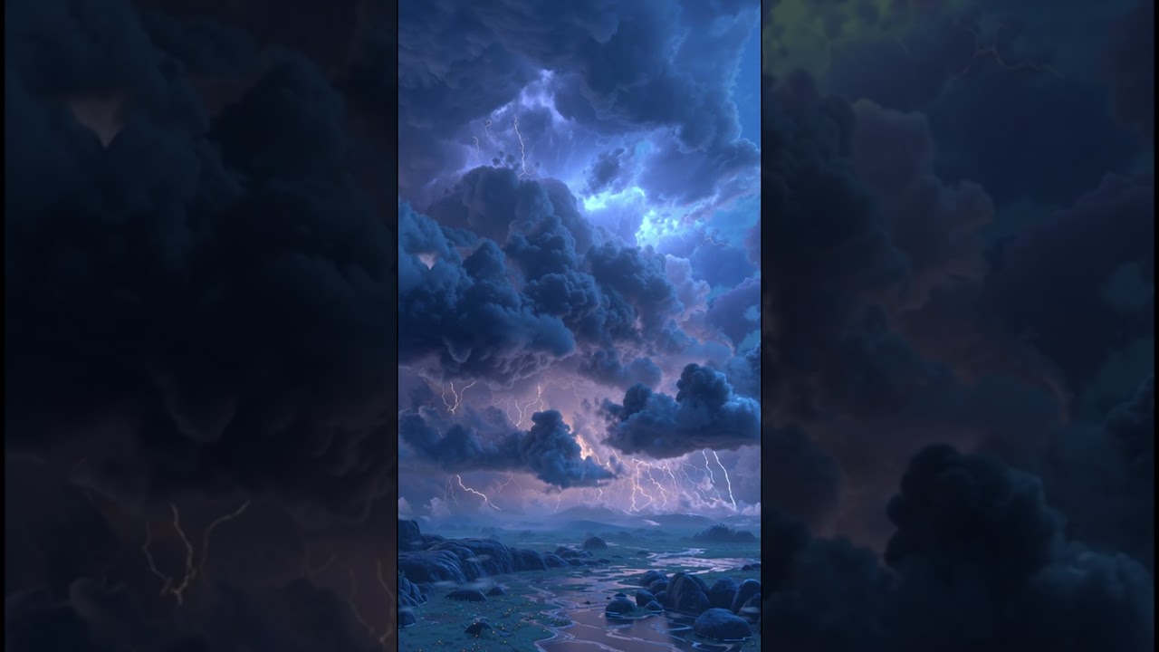 Powerful Lightning in Dark Sky – Thunderstorm Ambience Shorts