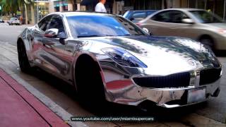 Chromed Fisker Karma at Miami Beach / Justin Bieber has a car just like that!