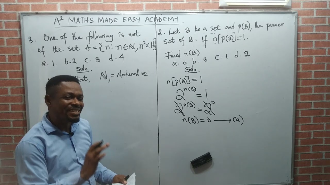 32 minutes intensive past questions on Indices, set and a little of Logarithm, solutions simplified 