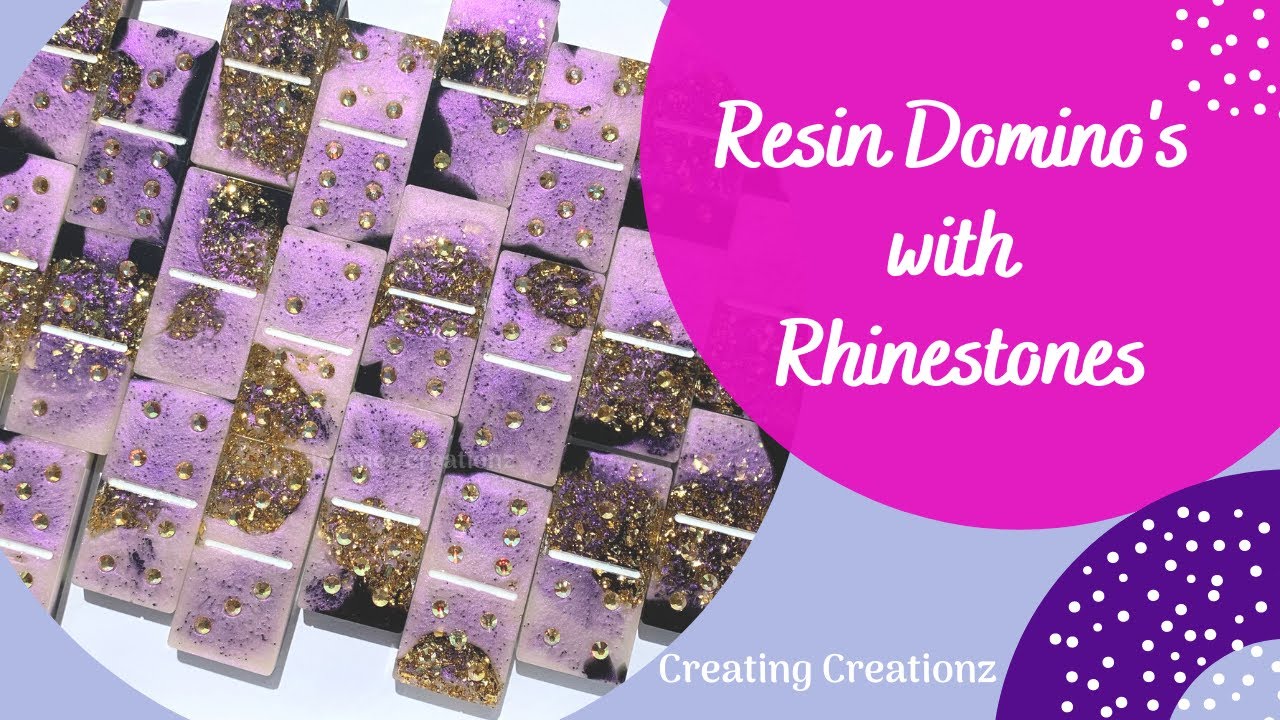 How To Make Purple Resin Domino's With Rhinestones.
