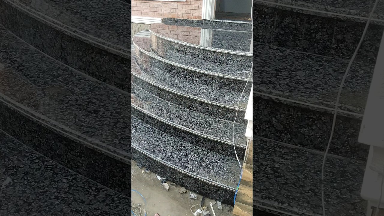 Round marble stairs installation front side in complete work