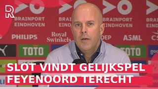 Arne SLOT na AFLOOP van de topper PSV - FEYENOORD: 'Het was in evenwicht'