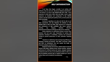 Self Introduction and Responsibilities of a DBA #shorts #shortsfeed #shortsviral