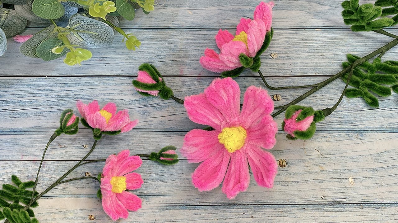 How to Make Beautiful flowers with Pipe Cleaner - Cosmos flower - DIY Chenille Wire Flowers