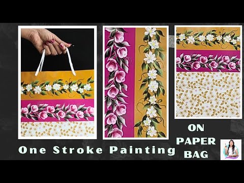 One stroke painting on Paper Bag|Step by step Acrylic Painting Tutorial | DIY
