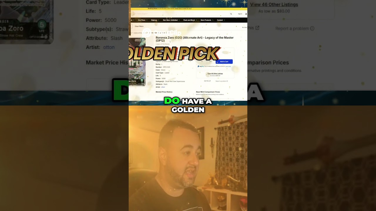 Цена на серебряную карту РУХНУЛА! Золотая карта Zoro с альтернативным артом 