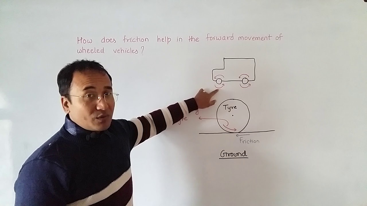 How does friction help in the forward movement of wheeled vehicles?