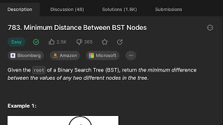 Leetcode 783. Minimum distance between BST nodes