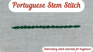 49-Portuguese Stem Stitch | Hand Embroidery Stitches for beginners #portuguesestemstitch