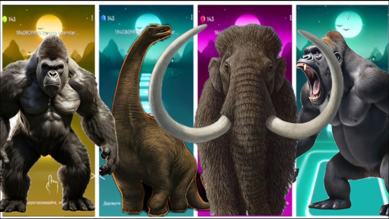 Giant Beasts Showdown – Gorilla, Mammoth & Dino Power Clash 🦍🦣🦖