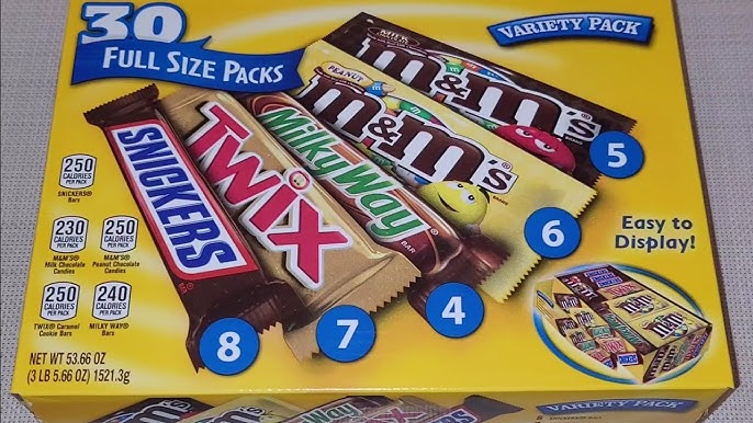 M&M's, Skittles and More Candy Bars, Variety Pack, Full Size, 30