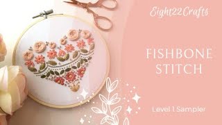 Heart Sampler Embroidery for Beginners: Fishbone Stitch Tutorial