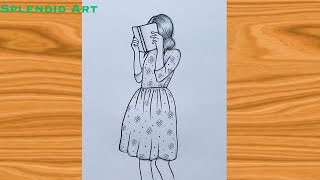 A girl reading a book drawing || Pencil drawing