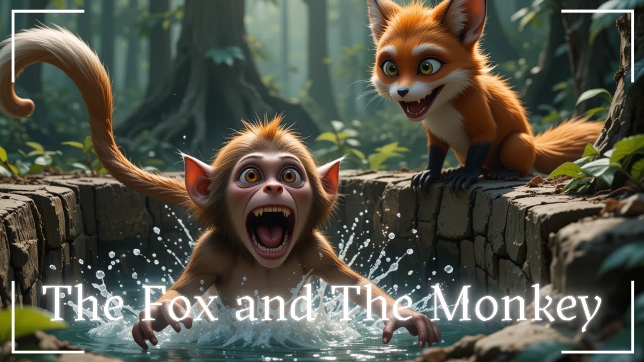 The fox and The monkey, Monkey and fox  short story in Enghlish. Moral story for kids in english