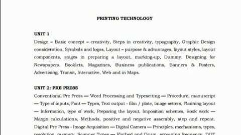 TRB Lecturers (Engineering / Non-Engineering) Syllabus in Printing Technology