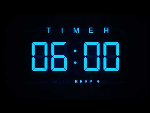 6 Minute Countdown Timer ⏱ Digital Blue Clock with Beeps 💙