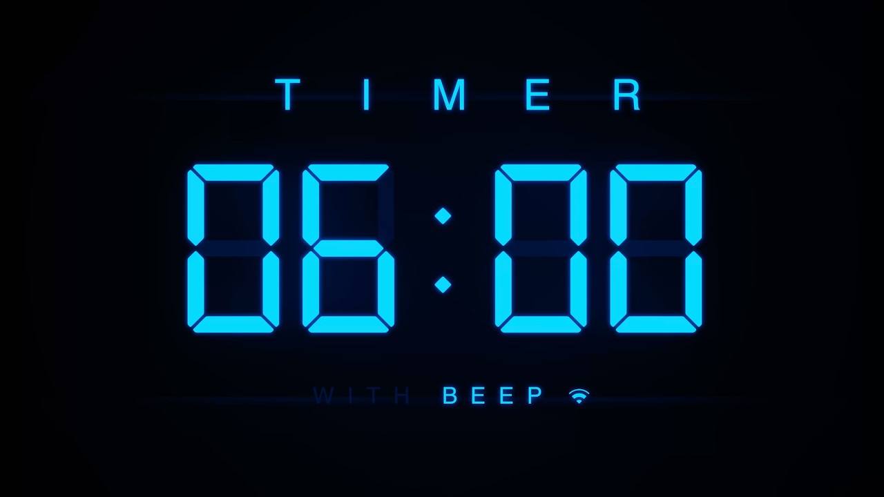 6 Minute Countdown Timer ⏱ Digital Blue Clock with Beeps 💙