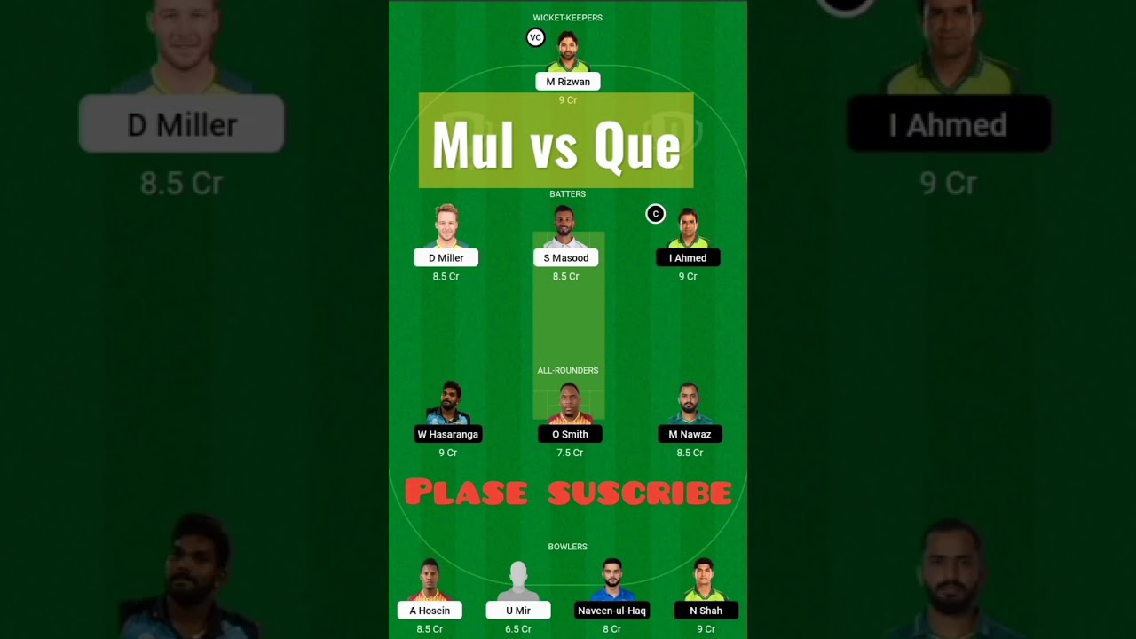 MUL vs QUE DREAM11 PRECTION TODAY MATCH