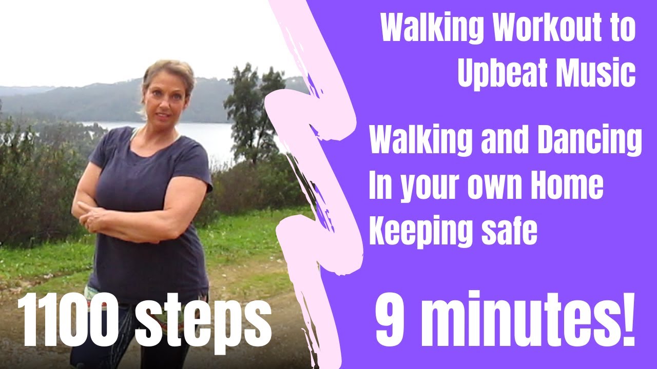 1100 steps in 9 minutes. Walking and dancing workout to upbeat music