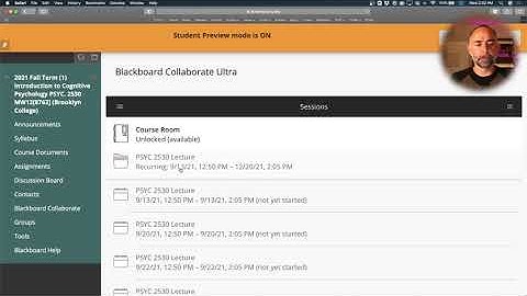 Finding previously recorded lectures on blackboard