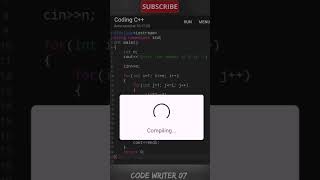 cpp pattern program tutorial ||💯 #shorts #youtubeshorts #coding #codewriter07
