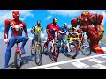 TEAM SPIDER-MAN VS TEAM IRONMAN Super Bicycles Competition in Pyramid #1 (Funny Contest) - GTA V Mod