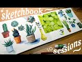 Starting a new sketchbook  painting plants with gouache and art chats