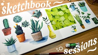 starting a new sketchbook 🌿 painting plants with gouache and art chats