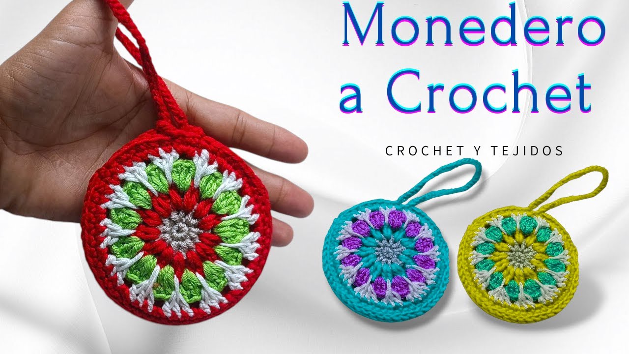 MAGNIFICO monedero cartera tejida a crochet en forma de flor hermoso y fácil mira el paso a paso